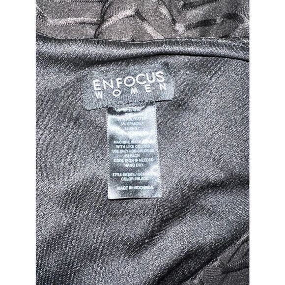 Enfocus woman dress sheath career textured chevron pattern V neck sleeveless - Picture 5 of 6